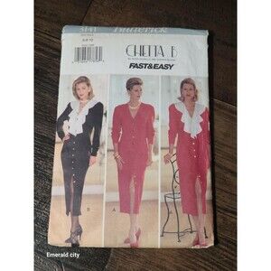 Vtg Butterick 3141 Sewing Pattern Misses Long Sleeve Button Front Dress 6-8-10